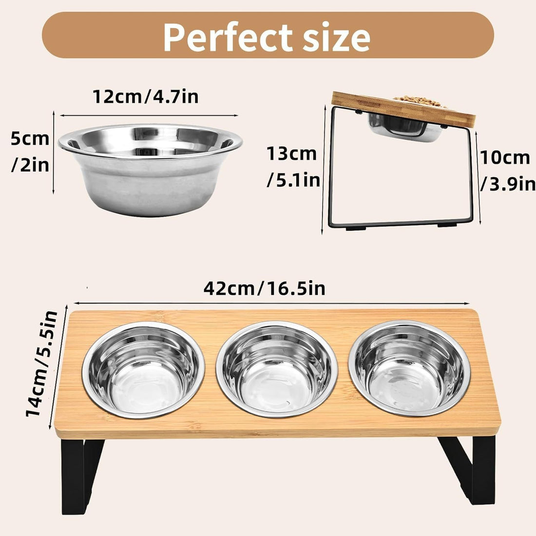Log Pet Iron Wood Combined Feeding Bowl Rack