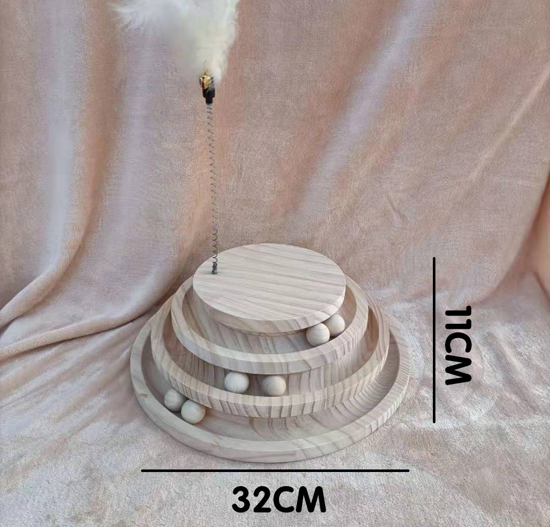 Solid Wood Cat Turntable Bite-resistant Pet Toy