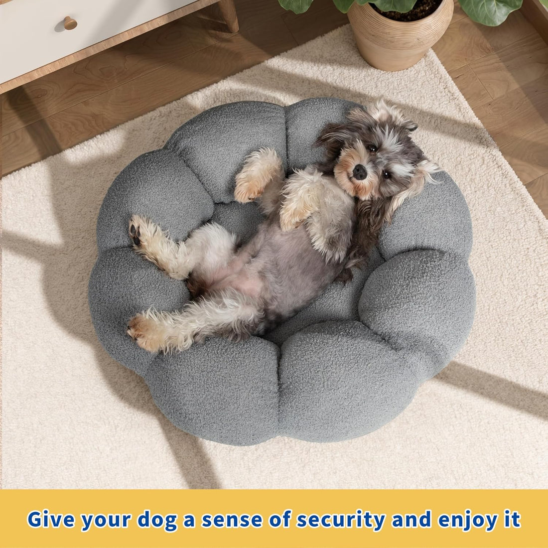 Calming Fluffy Flower Round Pet Bed