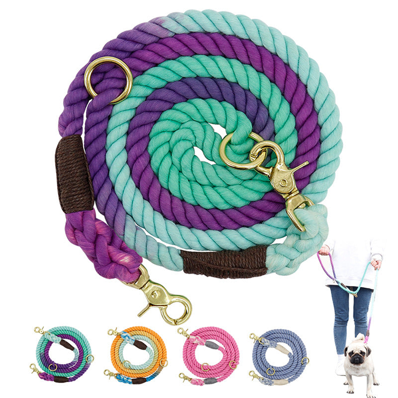 Multi-color cotton pet long leash leash