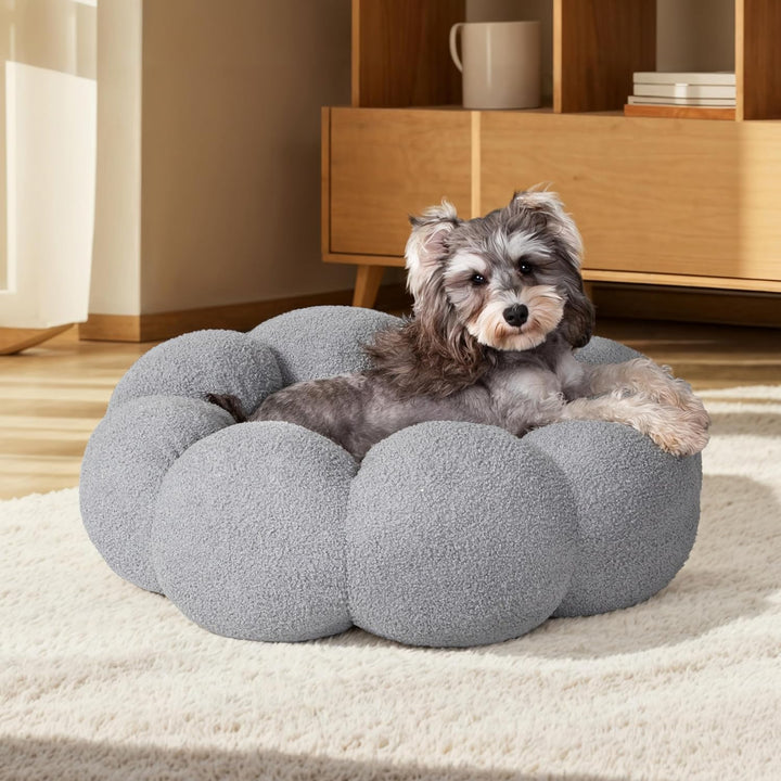 Calming Fluffy Flower Round Pet Bed