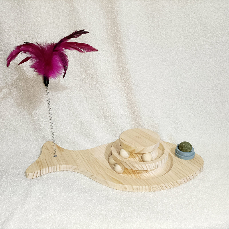 Solid Wood Cat Turntable Bite-resistant Pet Toy